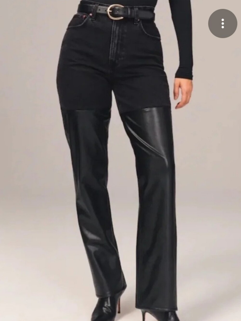 Abercrombie & Fitch Black The 90s Two-Tone High-Rise Jeans with Leather Panels